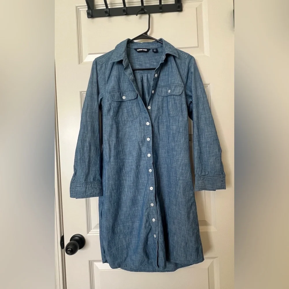 lands' end shirt dress Women's Flounce Button Front - - White weather getaway Lands' End Women's Corduroy Shirt